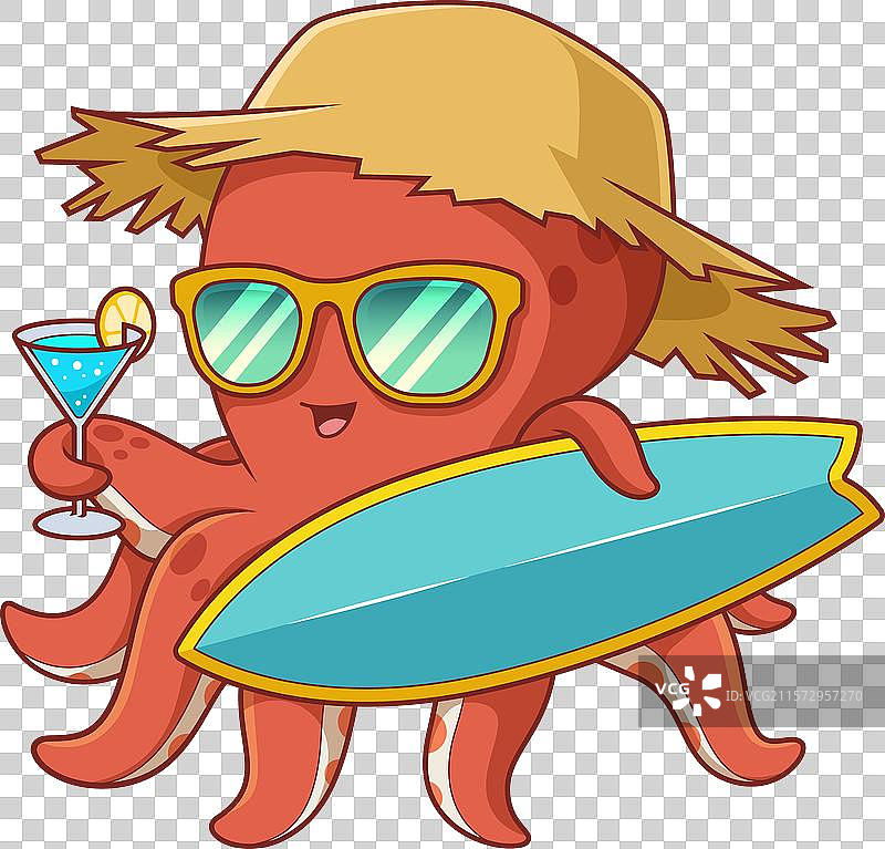夏季章鱼角色卡通图片素材