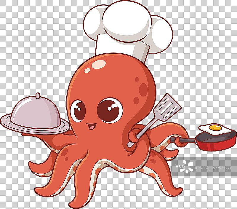 章鱼厨师卡通角色图片素材