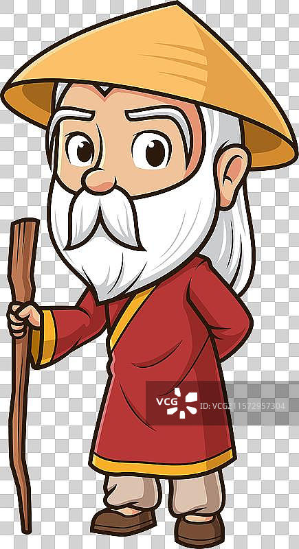 老年亚洲男性卡通形象图片素材