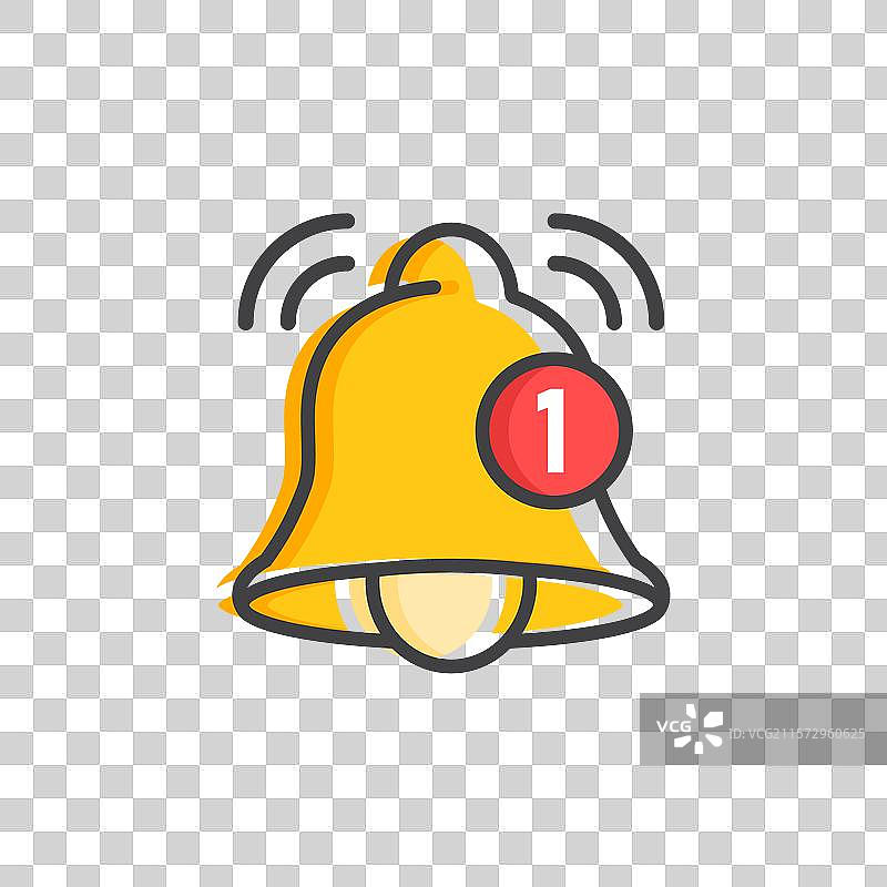 平面风格的通知铃铛图标，表示有新消息图片素材