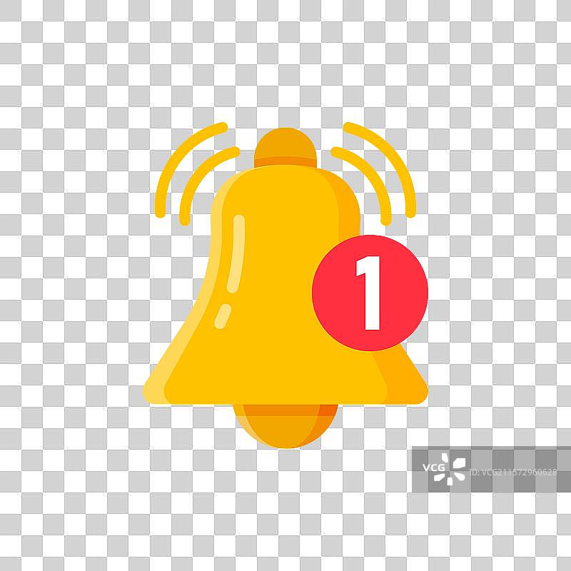 平面风格的通知铃铛图标，表示有新消息图片素材
