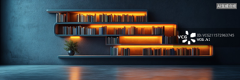 【AI数字艺术】现代书架设计图片素材