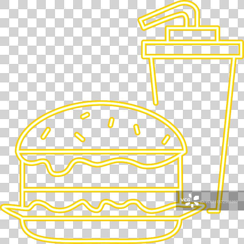 快餐霓虹线条图标图片素材