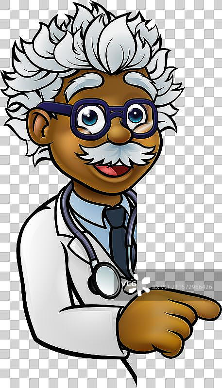 指着标志的科学家卡通角色图片素材