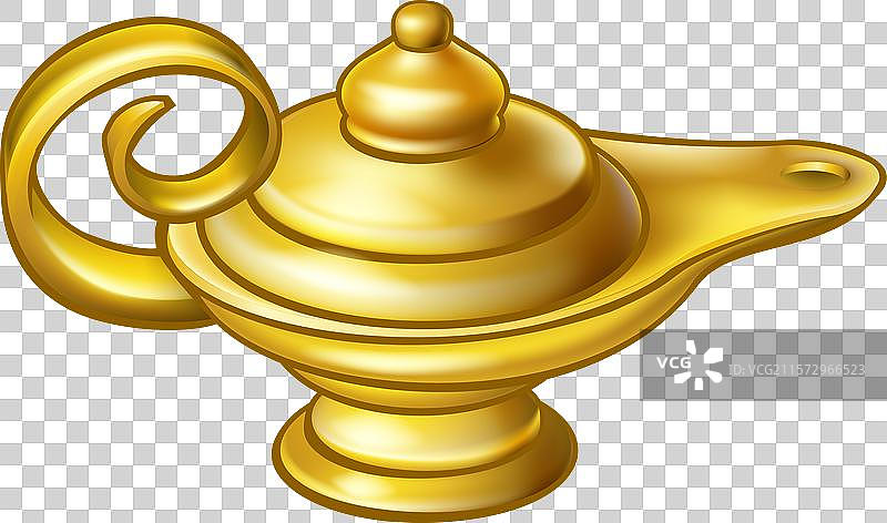 古董金色阿拉丁魔法灯图片素材