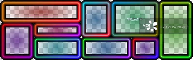 五彩斑斓的发光霓虹横幅照亮的广场图片素材