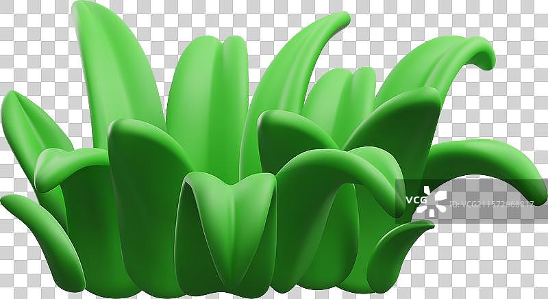 绿色草地3D塑料风格卡通灌木图片素材