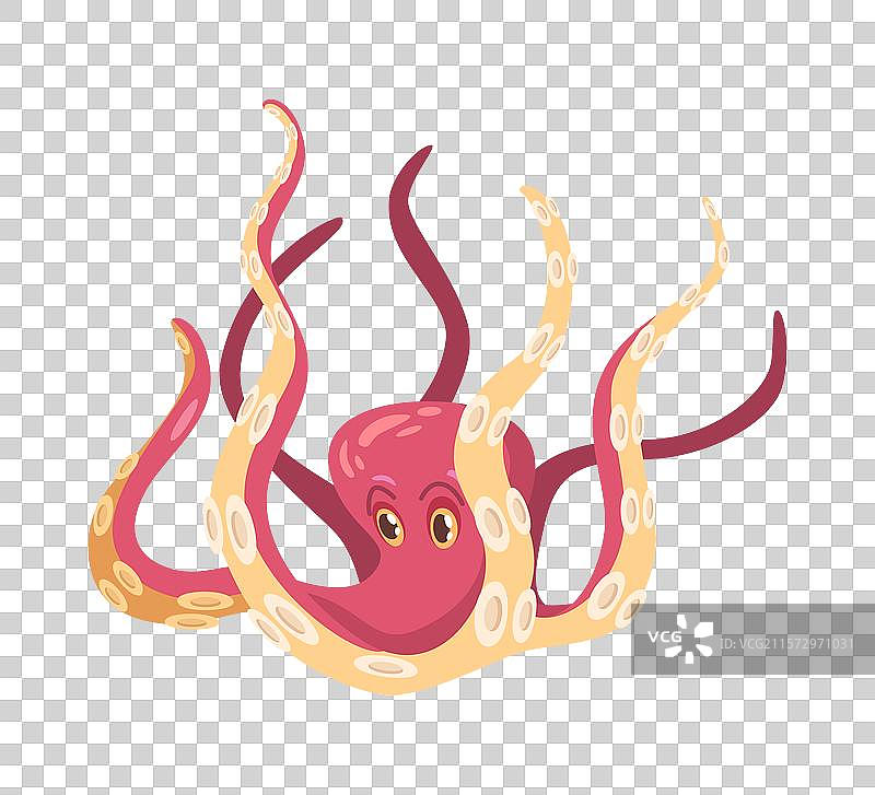 章鱼怪物，带有触手和吸盘的肢体图片素材