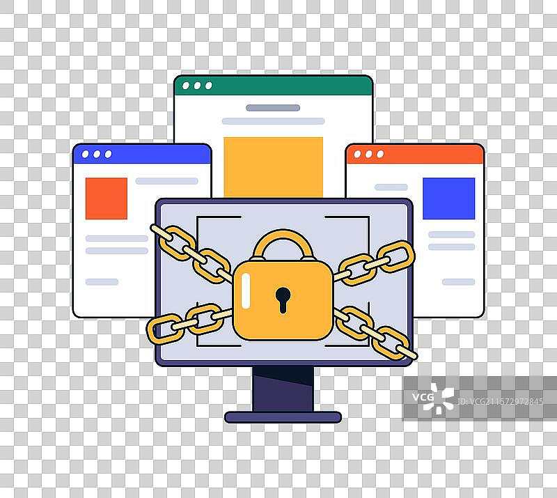 互联网中受保护和锁定的个人数据图片素材