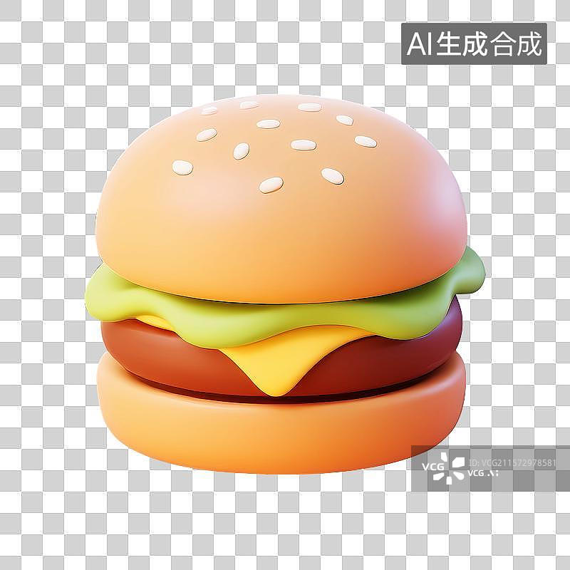 【AI数字艺术】图标3d卡通小吃汉堡包快餐图片素材