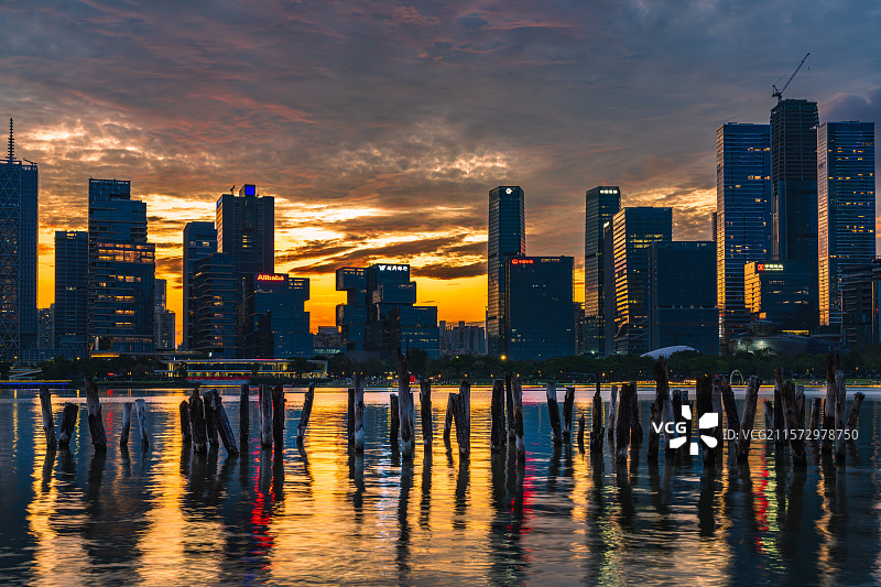 深圳湾公园日落晚霞图片素材