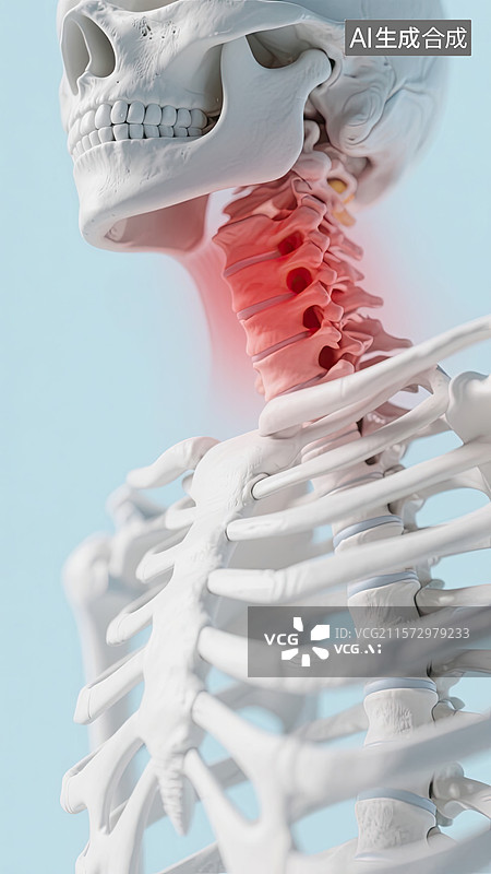 【AI数字艺术】3D，脖子，颈椎，红肿，疼痛图片素材