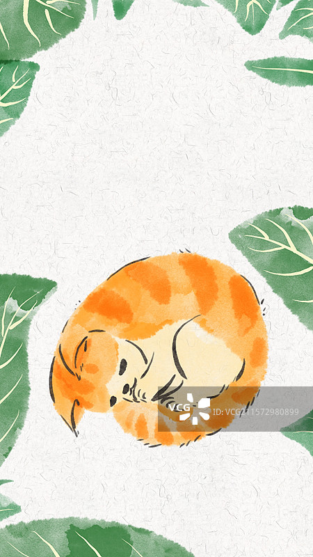 清新水彩风动物插画壁纸图片素材