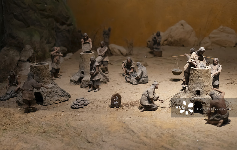 瑞昌铜岭矿冶生产场景复原沙盘 江西省博物馆图片素材