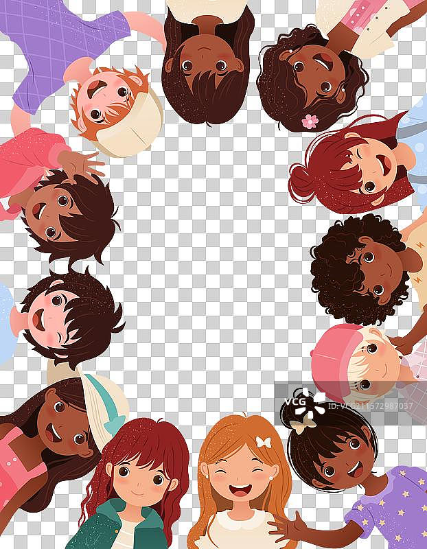 多种族卡通儿童的横幅图片素材