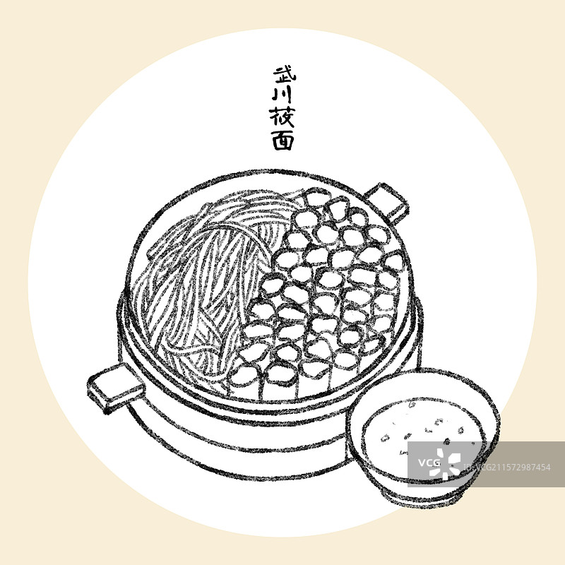 内蒙古美食国风插画-武川莜面图片素材