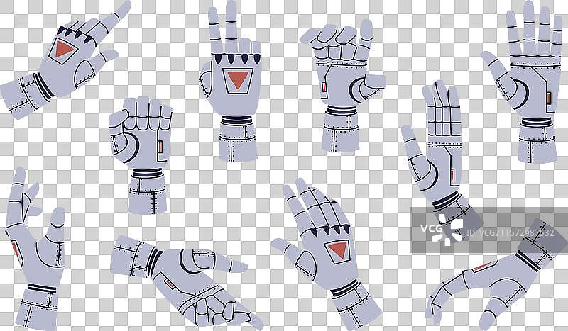 机器人手臂 机械赛博格手臂 不同的设计图片素材