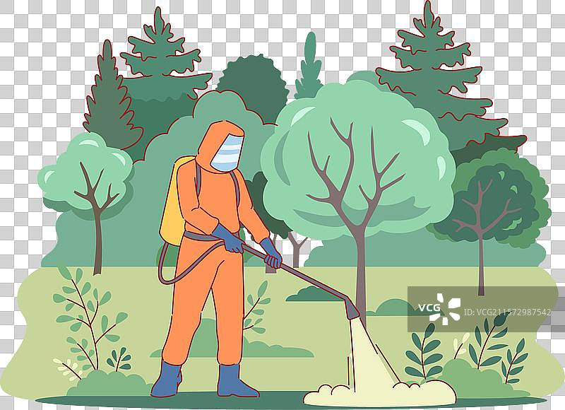 在公园消灭害虫，清理城市广场图片素材