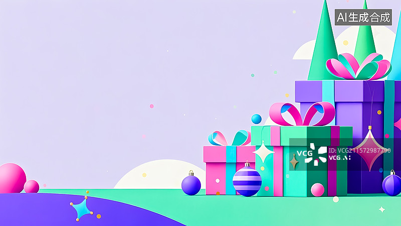 【AI数字艺术】节日礼物插画图片素材