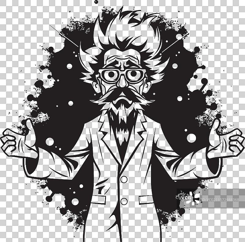科技巫术疯狂科学家徽章图形图片素材