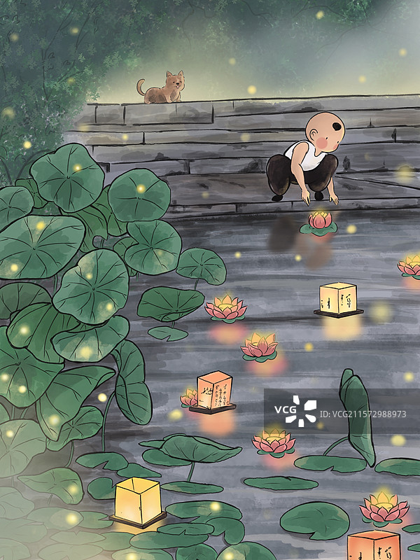 处暑放河灯祈愿图片素材