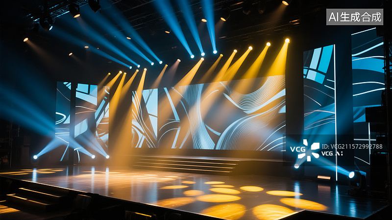 【AI数字艺术】现代舞台灯光三维插画图片素材