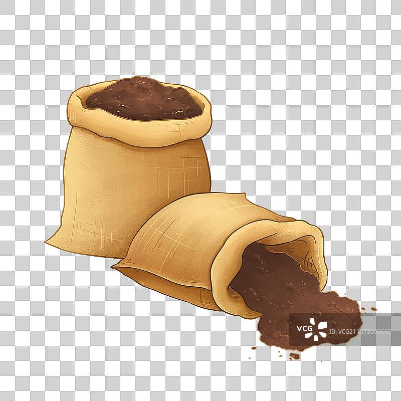 两袋倾倒的棕色土壤图片素材