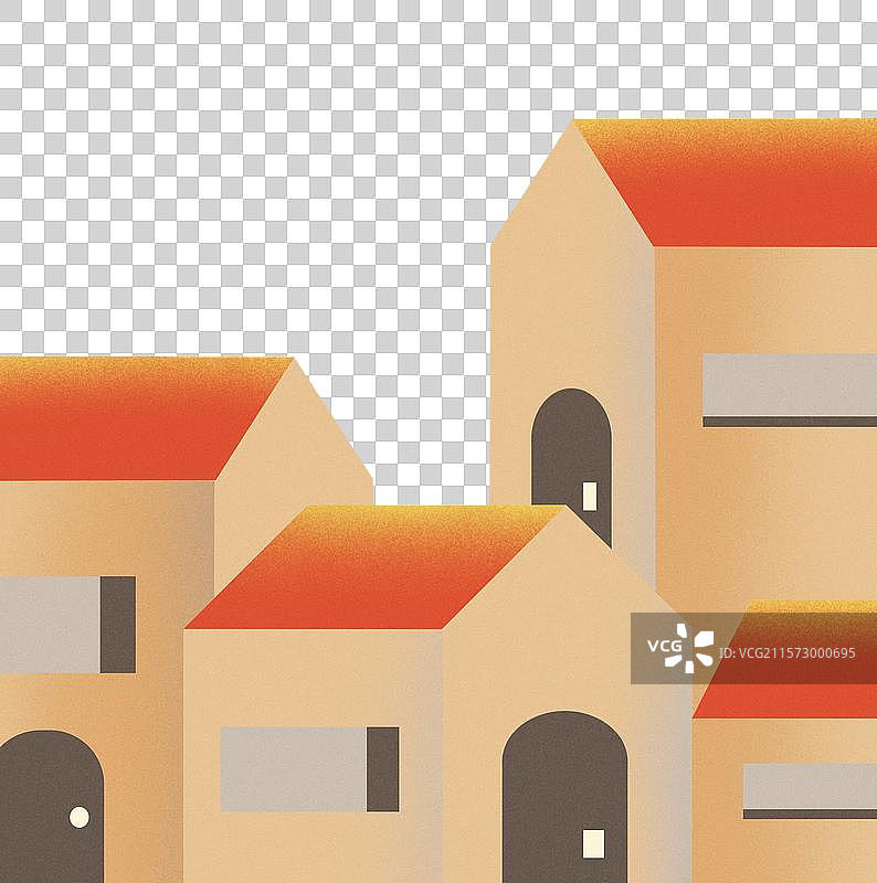 红房子城市建筑的低角度视角图片素材