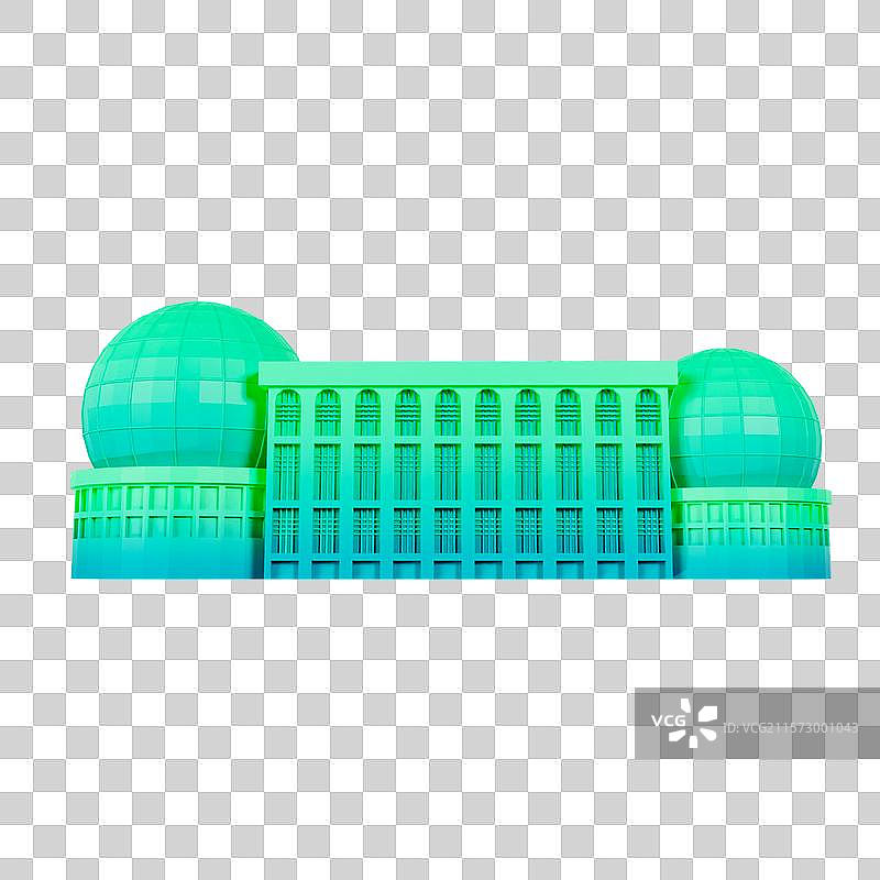 3D立体绿色上海国际会议中心上海地标建筑元素图片素材