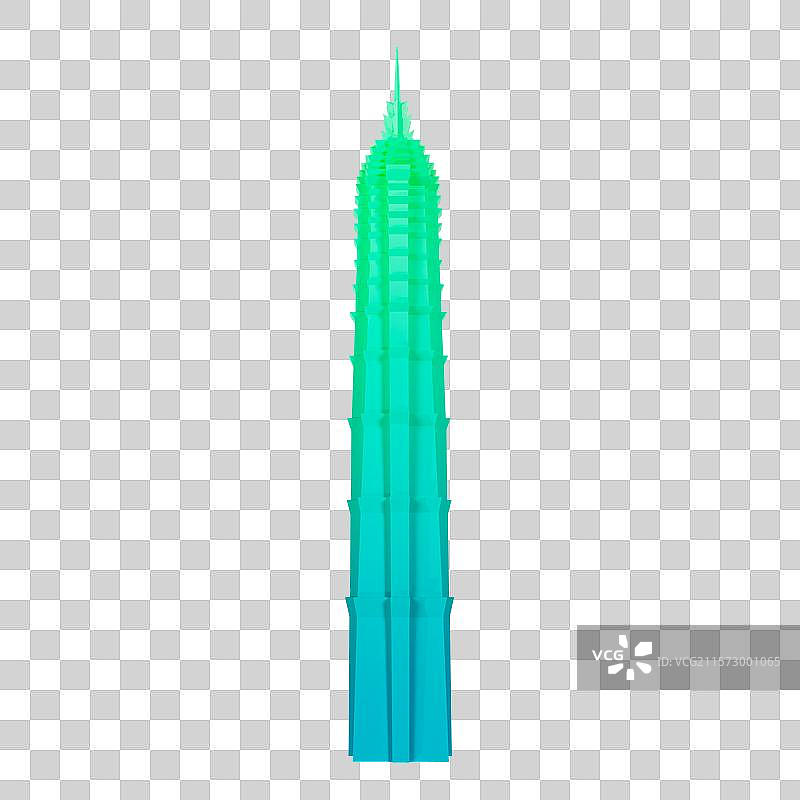 3D立体绿色上海地标建筑上海金茂大厦元素图片素材