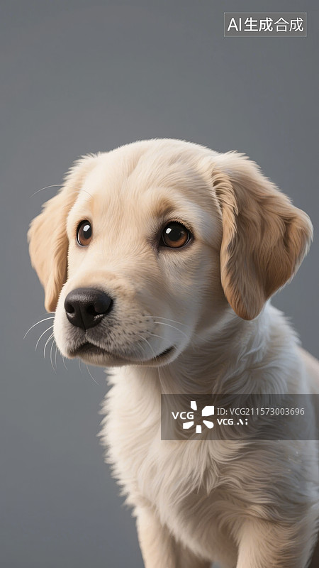 【AI数字艺术】可爱的金色幼犬特写图片素材