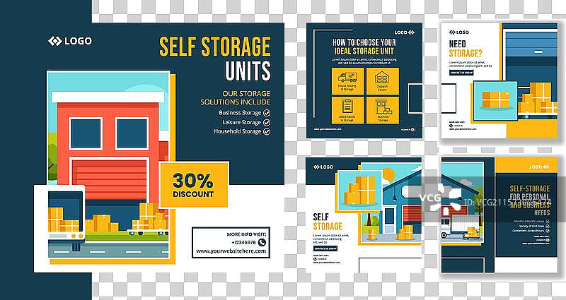 自助存储社交媒体帖子平面卡通手绘图图片素材