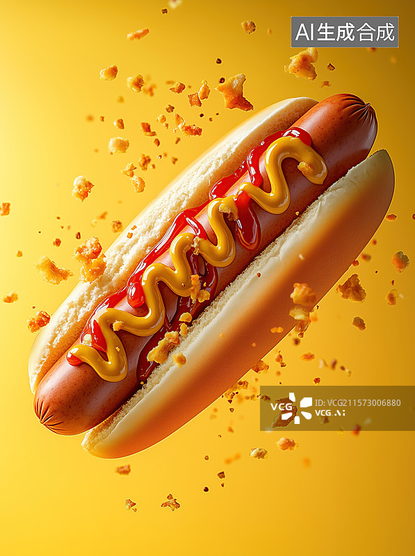 【AI数字艺术】热狗面包火腿食物图片素材