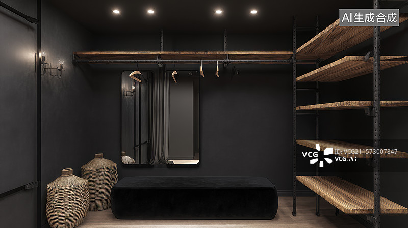 【AI数字艺术】现代简约衣帽间设计图片素材