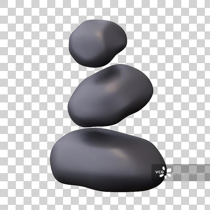 热石按摩用的黑色玄武岩石套装图片素材