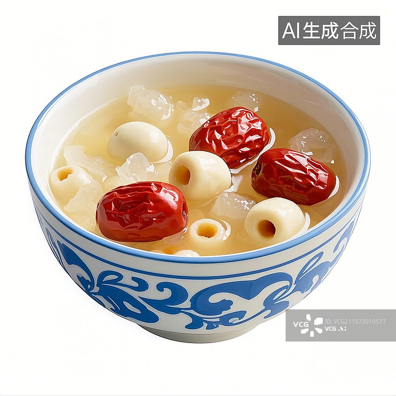 【AI数字艺术】一碗银耳莲子羹，银耳，夏天养生甜品，特写，中国传统美食图片素材
