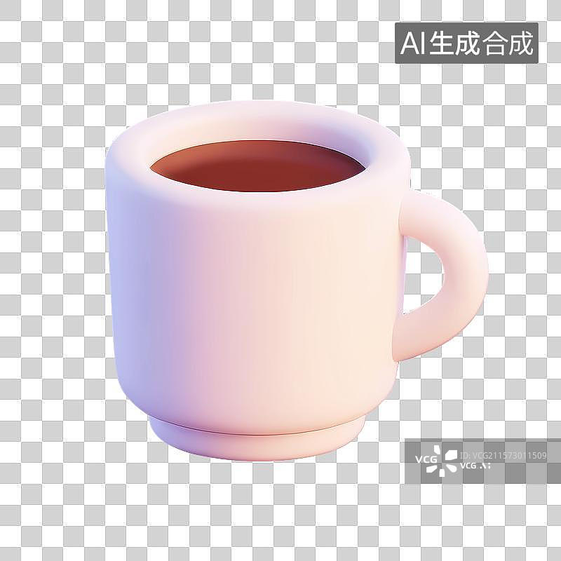 【AI数字艺术】可爱3d卡布奇诺咖啡笑脸图标图片素材