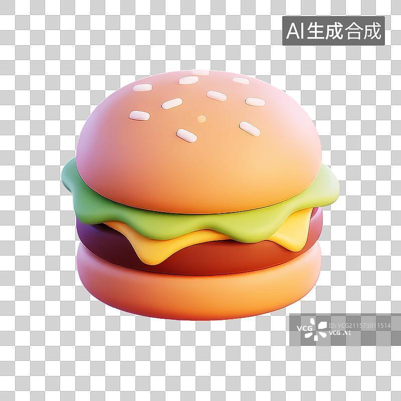 【AI数字艺术】图标3d卡通小吃汉堡包快餐图片素材