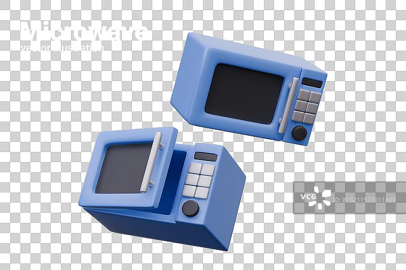 逼真的微波炉，带有开门和关门的状态图片素材