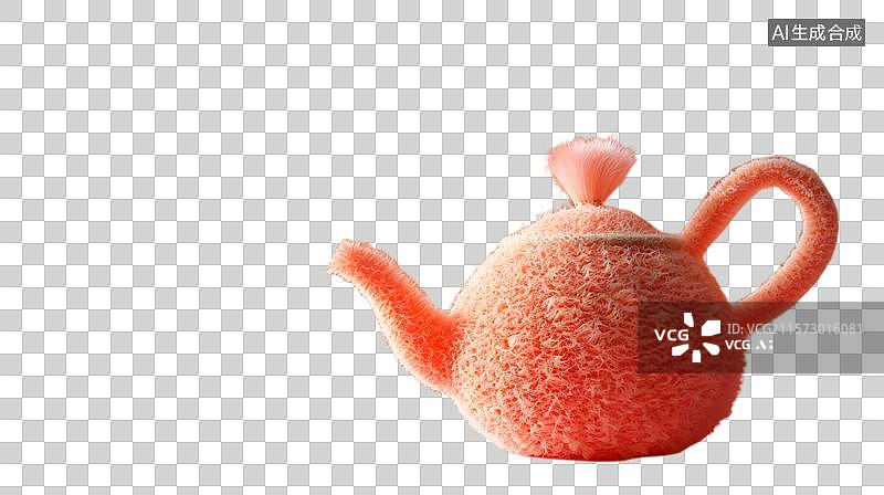 【AI数字艺术】一个毛绒绒的卡通茶壶图片素材