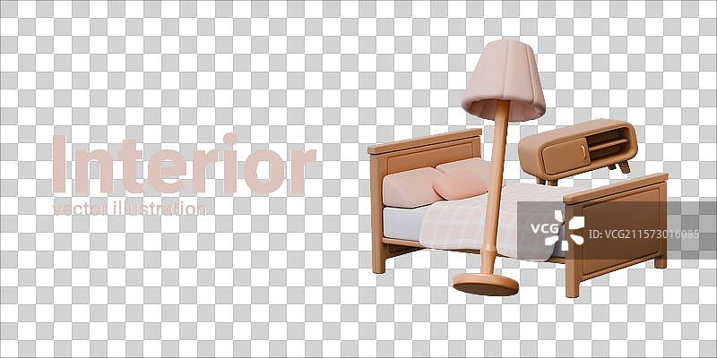 卧室元素的室内布置图片素材