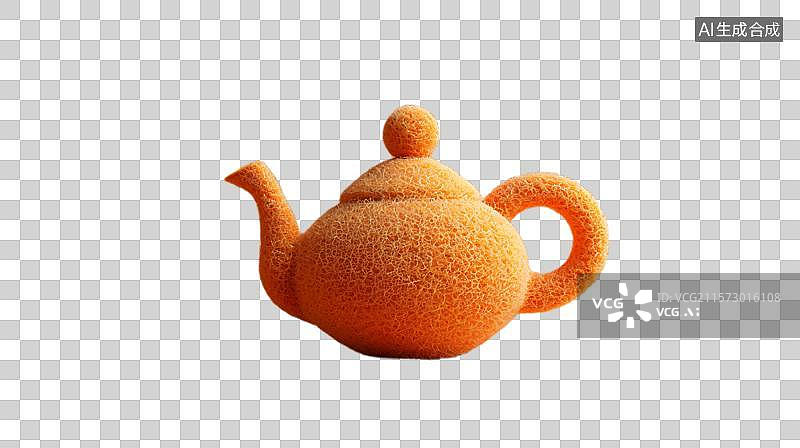 【AI数字艺术】一个毛绒绒的卡通茶壶图片素材
