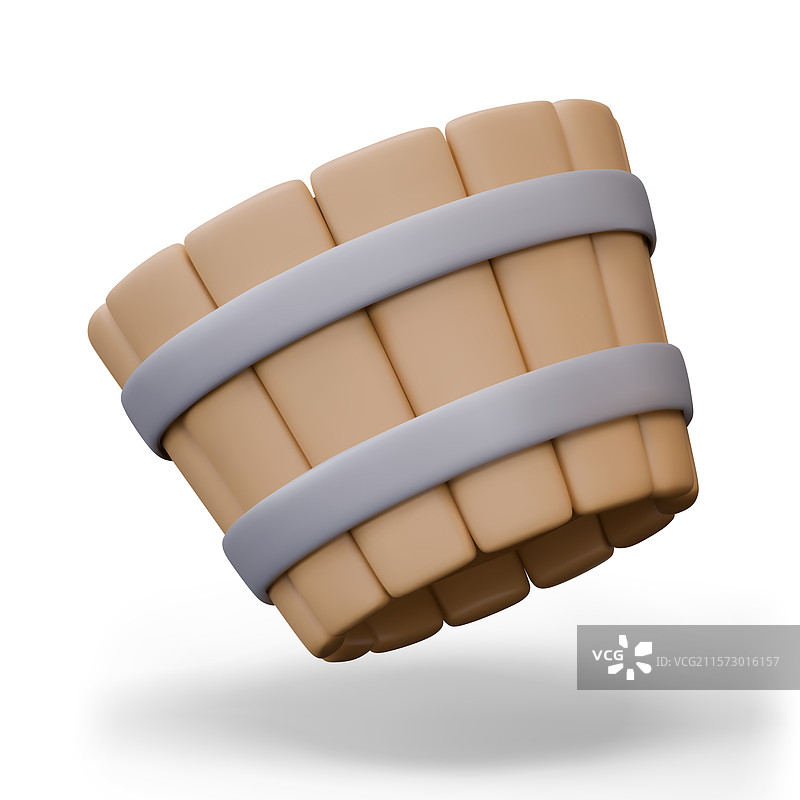 白色背景上的大木圆浴桶图片素材