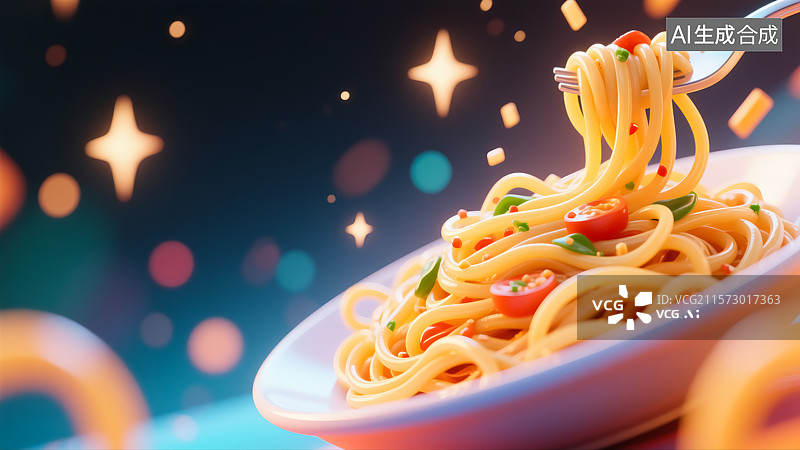 【AI数字艺术】意大利面条食物插画图片素材