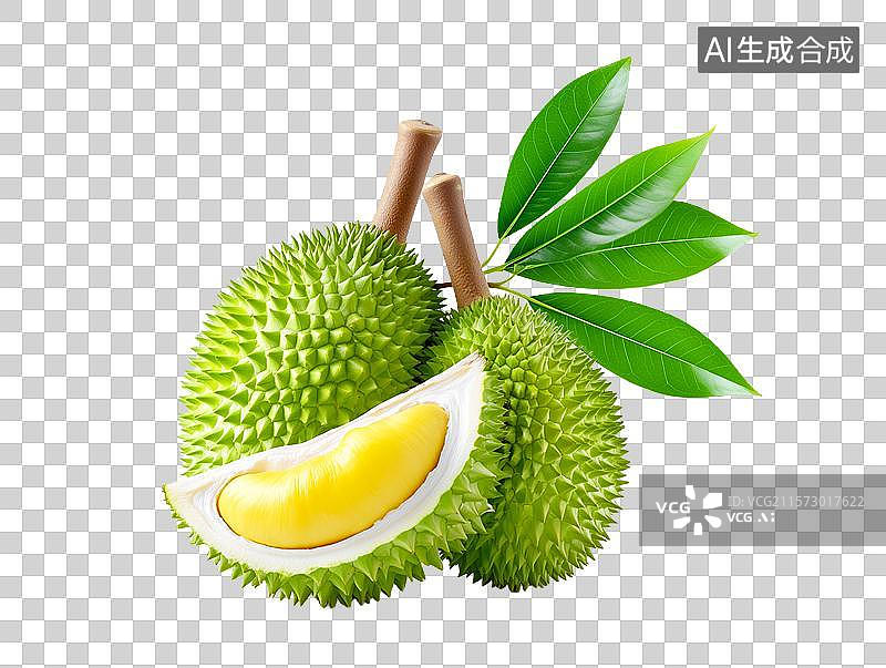 【AI数字艺术】【免抠png素材】3D卡通水果榴莲图片素材