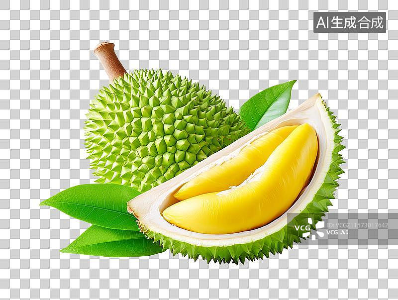 【AI数字艺术】【免抠png素材】3D卡通水果榴莲图片素材