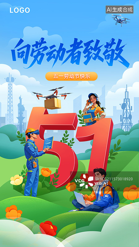 【AI数字艺术】五一劳动节图片素材