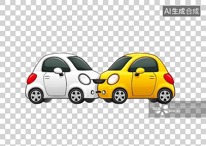 【AI数字艺术】【免抠png素材】交通事故相撞的两辆车图片素材