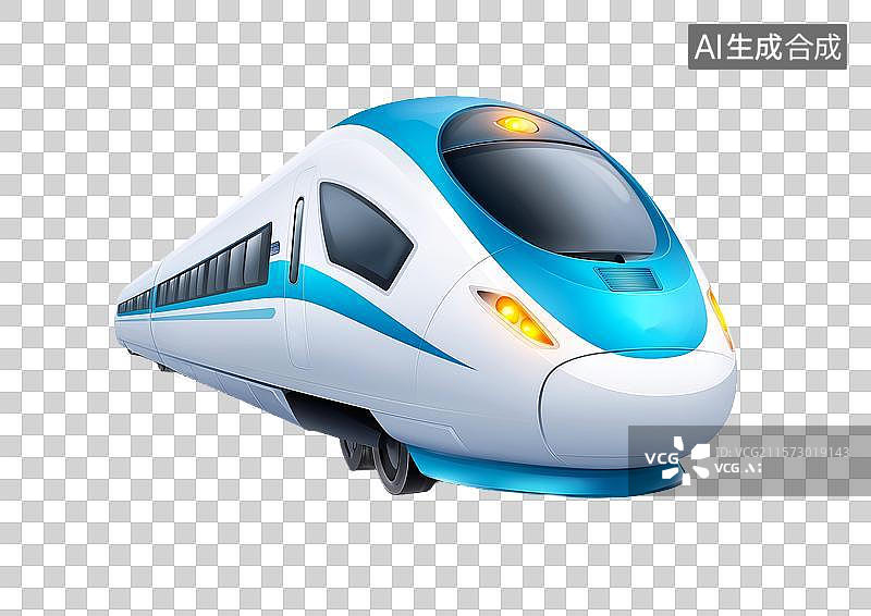 【AI数字艺术】【免抠png素材】一辆蓝色高铁列车图片素材
