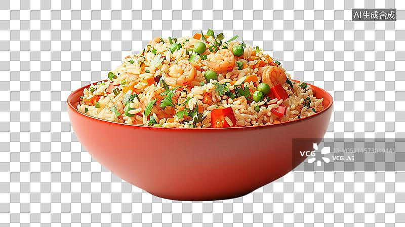【AI数字艺术】鲜虾炒饭的诱人美味   一碗暖心的海鲜虾仁炒饭图片素材